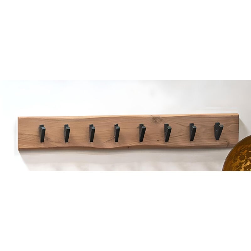 Pegane - Garderobe murale, patère murale en bois coloris naturel et métal noir -longueur 90 x profondeur 9 x hauteur 15 cm