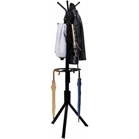Garderobe TYLO schwarz mit Regenschirmhalter