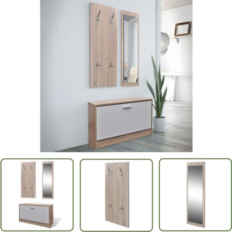Garderoben Flur 3-in-1 Schuhschrank Schuhkipper Spiegel - Schuhschrank - Garderobe - Spiegel - Einbauschrank - Aufbewahrungsraum