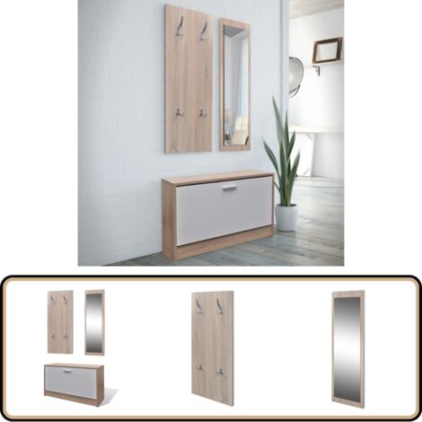 Garderoben Flur 3-in-1 Schuhschrank Schuhkipper Spiegel - Schuhschrank - Garderobe - Spiegel - Einbauschrank - Aufbewahrungsraum