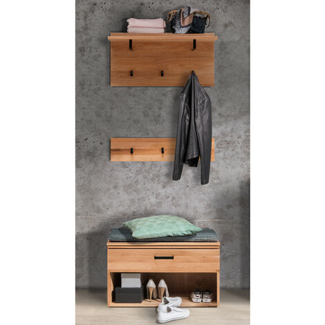 Garderoben Set LEUNA-64 in Eiche massiv geölt, B/H/T: ca. 80/200/39 cm