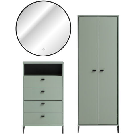 Garderoben Set mit LED-Hintergrundbeleuchtung inkl. Schuhschrank JULBACH-80 in Pistazie, B/H/T: ca. 155,2/185,5/33,05 cm