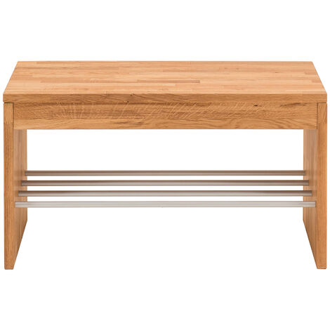 Garderobenbank 82 cm mit Schuhablage Eiche Massivholz CUENCA-137