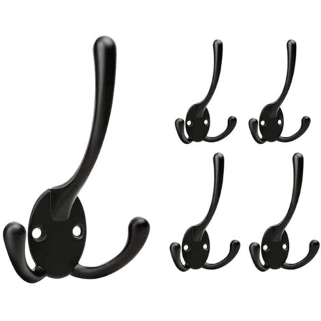 Garderobenhaken, 5er-Pack Wandgarderobenhaken, schwarze Wandgarderobe für Küche, Schlafzimmer, Eingangsbereich