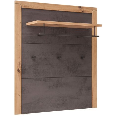Garderobenpaneel mit Hutablage grau mit Eiche IOLA-05