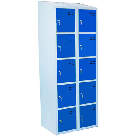 Garderobenschränke mit kleinen Fächern - 10 Türen - Blau - 4011071351