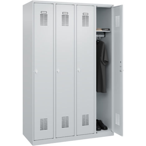 Garderobenschrank Ser.Basis-PLUS H1850xB1200xT500mm lichtgrau 4 Abt.C+P