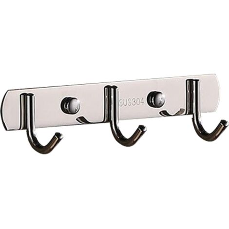 Garderobenständer aus Edelstahl, Handtuchhalter zur Wandmontage, Kleiderhaken (3 Haken)