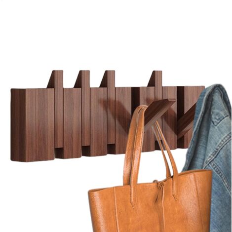 Garderobenständer aus Holz im Klavierstil mit Haken, moderner Wandorganizer für den Eingangsbereich, ideal für Hüte, Taschen und Kleidung.