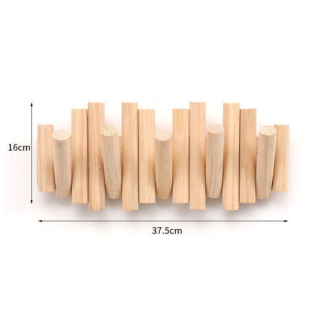 Garderobenständer aus Massivholz, 37,5 x 16 cm, 5 Haken, Taschenhaken fürs Schlafzimmer, Wandgarderobenhaken für den Eingangsbereich
