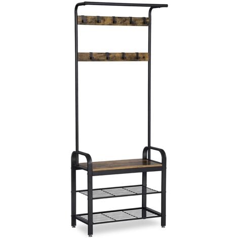 Garderobenständer mit 9 Haken und Schuhbank - L72 cm