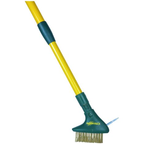 BROSZIO TOOLS GARDI REX Unkrautbürste mit Teleskopstiel, ausziehbar, 146cm, Fugenkratzer mit Metallsporn
