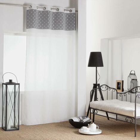 Gardine Vorhang Fenstervorhang mit Ösen 140 x 240 cm weiß mit grauem Aufdruck