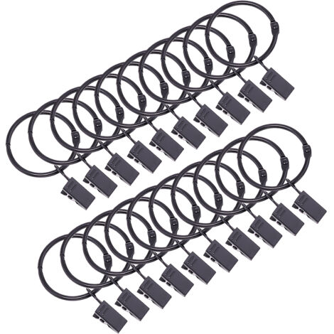 Gardinenringe mit Clips  C18  Metall-Gardinenringe  Durchmesser 32 mm – 20 Ringe