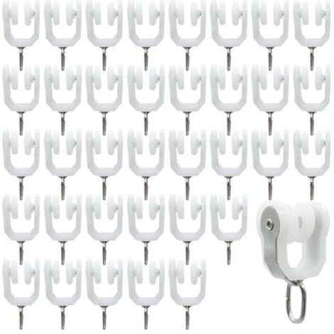 Gardinenschienenrollen - 36-teiliges Set für den Außenbereich, Gardinenschiene, Gardinenhaken, Gleitschiene, Gardinenrolle aus Edelstahl (Weiß)