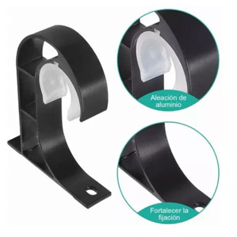 Gardinenstangen-Befestigungshaken [4 Stück] – Schwarze, rostfreie, verdickte Aluminium-Befestigungshalterung – Gardinenstangenhalterung