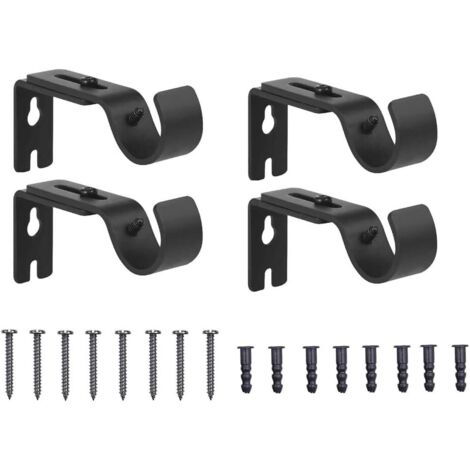 Gardinenstangen-Halterungsset, 4-teilig, Metall-Gardinenhalterung, verstellbare Gardinenhaken, robuste Gardinenhalter, mit Befestigungsschrauben, für Gardinen und Wandteppiche
