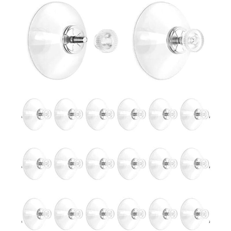 Image of Toolive - Gardinenstangenhalter Saugnapf, Saugnäpfe für Fenster, 41mm mit Rändelmutter 20 Stück