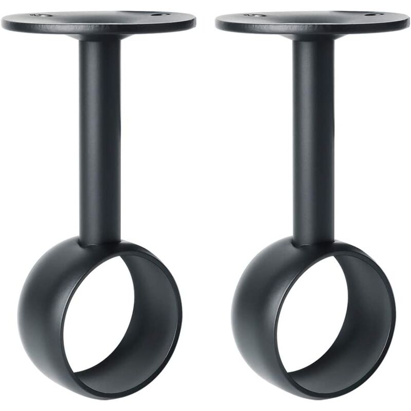 Serbia Schwarz Soporte Para Barra De Cortina, Soporte Para Barra De Armario Con Tornillos, Montaje En Techo Para Cortina Y Armario, Acero Inoxidable Negro Mate, Diámetro 32 Mm, 2 Unidades