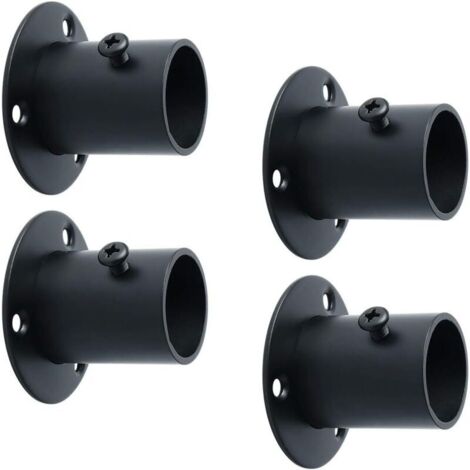 Gardinenstangenhalterung, Kleiderschrankstangenhalterung mit Schrauben, Gardinenstangenstütze für Kleiderschränke, Edelstahl, schwarz lackiert, 26 mm Durchmesser, 4 Stück