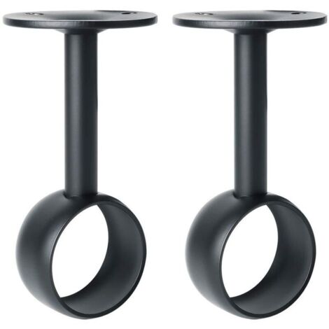 Gardinenstangenhalterung, Kleiderstangenstütze mit Schrauben, Deckenhalterung für Gardinen und Kleiderschränke, Edelstahl mattschwarz, 32 mm Durchmesser, 2 Stück