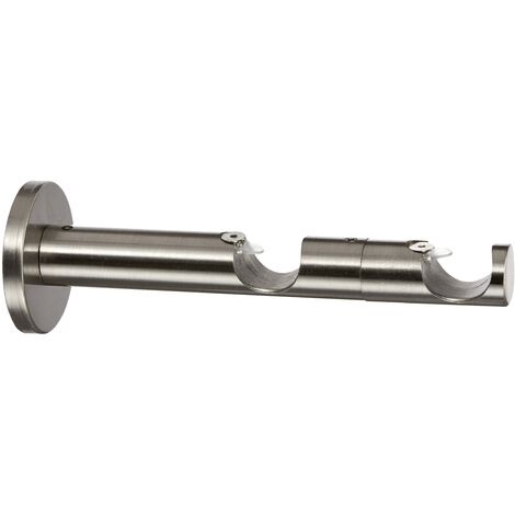 Gardinia 10011154 Supporto Aperto a Doppio Binario per Asta, Metallo, Finitura Acciaio Inossidabile, 8x8x0.1 cm