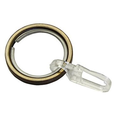 Gardinia 31375 Anello per Asta con Inserti Scorrevoli, Metallo, Bronzo, 3.4x3.4x0.1 cm, 10 unità
