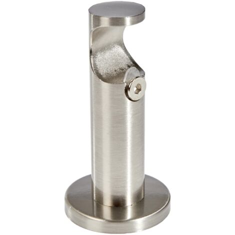 Gardinia 32557 Supporto con Base di Fissaggio per bastoni per Tende Ø 25 mm Aperto, Linea Windsor, Effetto Acciaio Inox, 8 cm