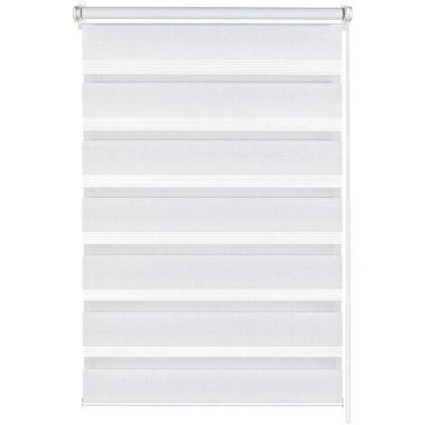 Gardinia Doppia Tenda a Rullo con Morsetto di Fissaggio o Adesiva, Tenda a Rullo con Catenella Laterale, Trasparente e con Strisce opache, Kit di Montaggio Incluso, Bianco, 60 x 150 cm (LxA)