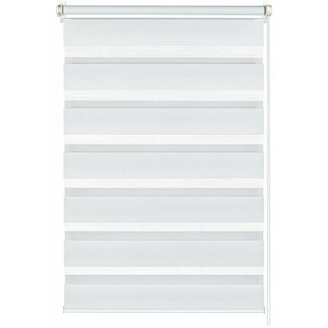 GARDINIA Doppia tenda a rullo con morsetto di fissaggio o adesiva, Tenda a rullo con catenella laterale, Trasparente e con strisce opache, Kit di montaggio incluso, Bianco, 75 x 150 cm (LxA)