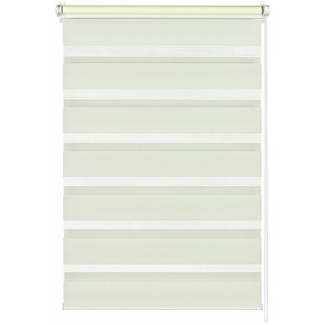 Gardinia Doppia Tenda a Rullo con Morsetto di Fissaggio o Adesiva, Tenda a Rullo con Catenella Laterale, Trasparente e con Strisce opache, Kit di Montaggio Incluso, Crema, 90 x 220 cm (LxA)