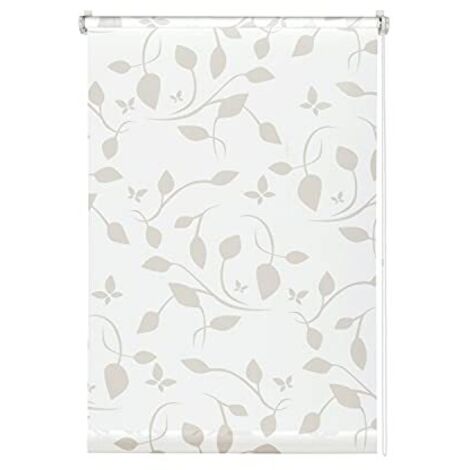 GARDINIA EASYFIX Tenda a Rullo Decorativa 100 Scandinavian con Fissaggio a Incastro o con Adesivo, Montaggio senza Trapano né Viti, Opaco, Traslucido, Bianco/Naturale, 40 x 180 cm