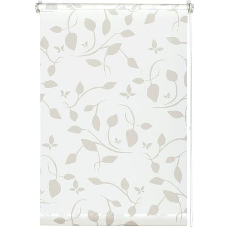GARDINIA EASYFIX Tenda a Rullo Decorativa 100 Scandinavian con Fissaggio a Incastro o con Adesivo, Montaggio senza Trapano né Viti, Opaco, Traslucido, Bianco/Naturale, 85 x 210 cm