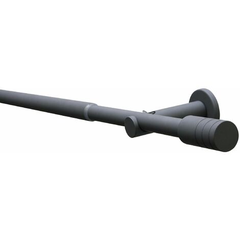 Gardinia Set con Bastone per Tende Elba Cilindro 1 Binario Ø 16/19 mm Grigio Pietra, 190-340 cm