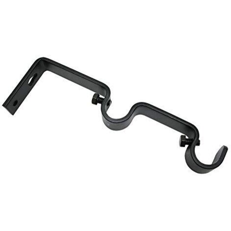 Gardinia Supporto Doppio per bastoni per Tende con Ø 16 mm, 7/7 cm, incl. Materiale di Montaggio, Linea Memphis, Nero Opaco