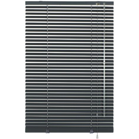 GARDINIA Veneziana in alluminio, Visibilità, Protezione dalla luce e ai raggi solari, Fissaggio al muro e al plafone, Kit di montaggio incluso, Grigio ardesia, 70 x 175 cm (LxA)