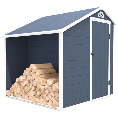 Gardiun – Abri de jardin résine 3,92 m² – Dimensions 204 x 192 x 204 cm – Range bûches extérieur – Protection UV et ventilation