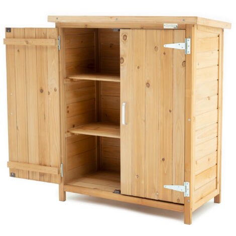 Gardiun – Armoire de jardin en bois de pin 40x75x90 cm – Résistante aux intempéries – 3 grands espaces de rangement – Pieds isolants