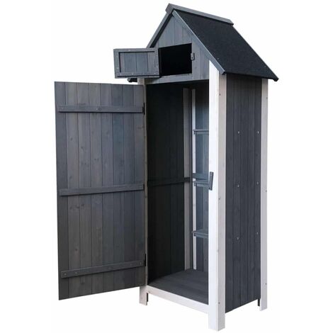 Gardiun – Armoire de jardin en bois de pin traité 54x77x179 cm – Toit à deux pans avec couverture en asphalte – Espace clos pour outils