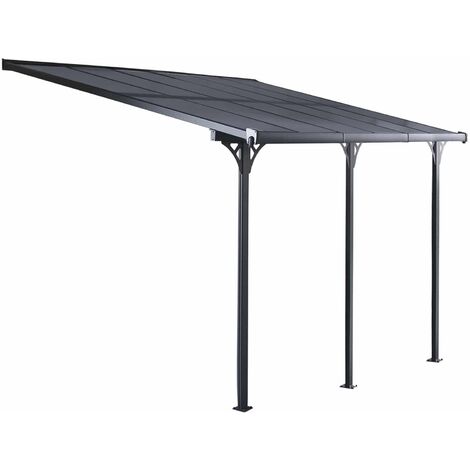 Gardiun – Pergola aluminium 619x305 cm – Surface 18,8 m² – Panneaux polycarbonate 6 mm – Système de drainage intégré – Montage facile au mur et au sol