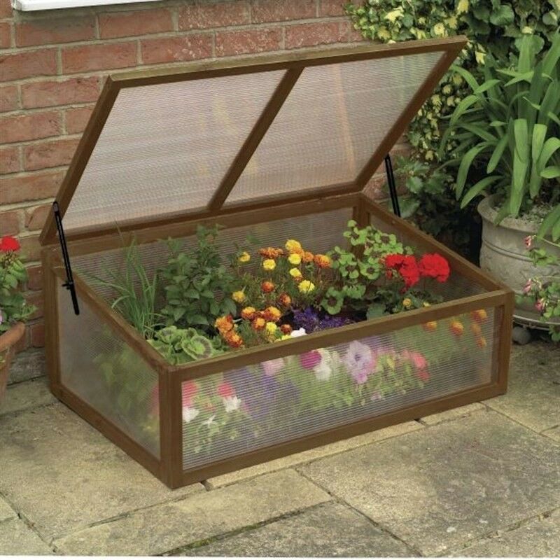 Image of 08895 Wooden Cold Frame Garden Greenhouse with Polycarbonate Glazing - Gardman