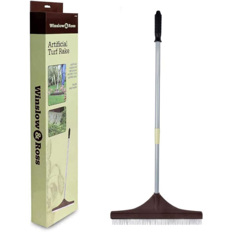 GARDTECH Artificial Grass Rake - Astro Turf Rake with Telescopic Handle & Soft Nylon Brush, Fake Rake for Lawns, Leaves, Soil, Pet Hair and Carpet