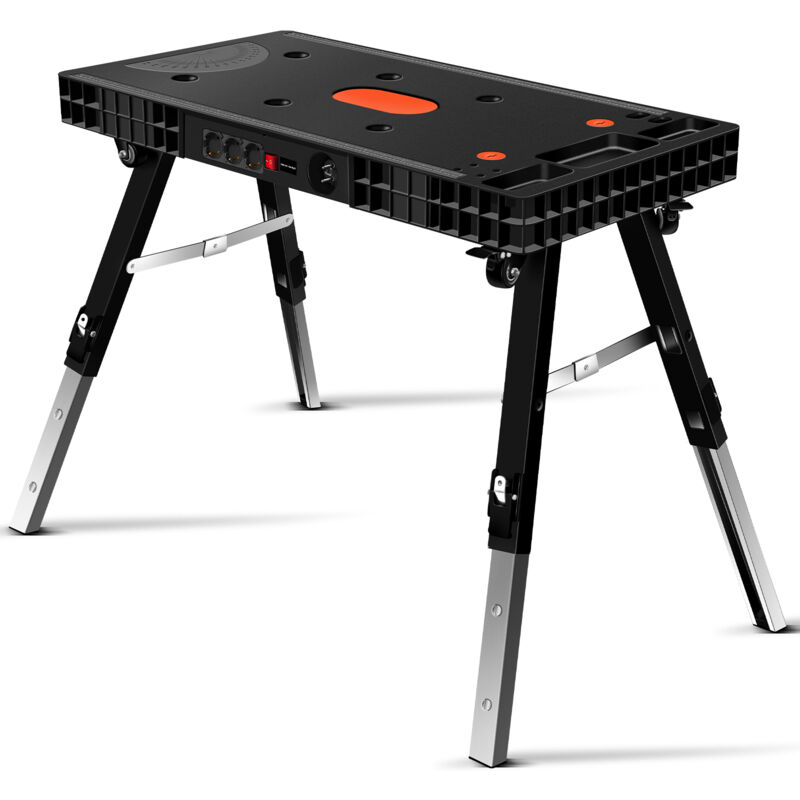 Gardtech - tabli Pliable 5 en 1 - avec Plug pour la Maison et Le Bricolage - Capacité de Charge : 150 kg / 330 Livres - Grand Plan de Travail