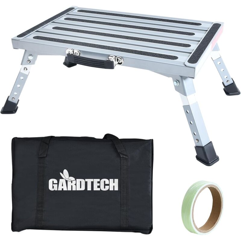 Gardtech - Marchepied Simple, Marche Pied Pliable en Aluminium, d'une capacité maximale de 150 kg, Hauteur réglable, pour Camping - Car, Bus de