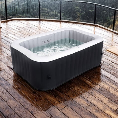 GardWell Whirlpool URBAN - für 2 Personen - ideal für Terrasse und Balkone - 105 Luft-Massagedüsen - inklusive Wärmepumpe, Filterkartusche, Poolabdeckung und Bodenschutzmatte