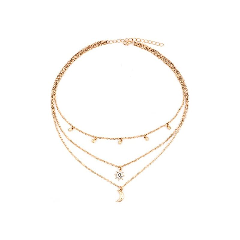 

Gargantilla simple para mujer, collar con colgante de estrella y luna, collar de moda, collar para adolescentes, joyería para mujeres y niñas, regalo