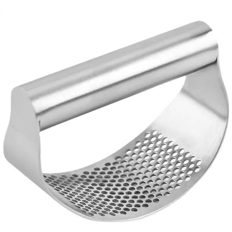 Garlic press, stainless steel rocker garlic press, garlic grinder, chopper, crusher, pestle, portable kitchen utensil, easy to clean