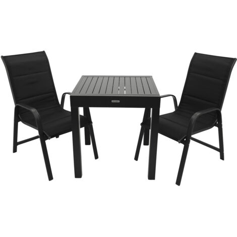 Garnitur ALCUDIA 3-teilig, Alu + Kunstgewebe schwarz