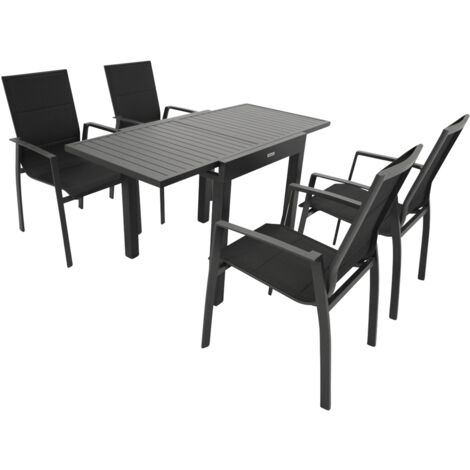 Garnitur ALCUDIA 5-teilig, Alu + Kunstgewebe schwarz