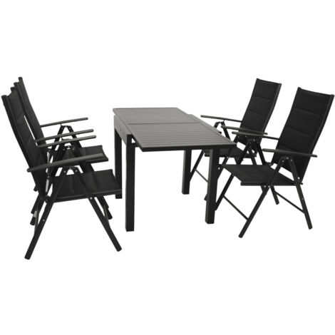 Garnitur ALCUDIA 5-teilig, Alu + Kunstgewebe schwarz